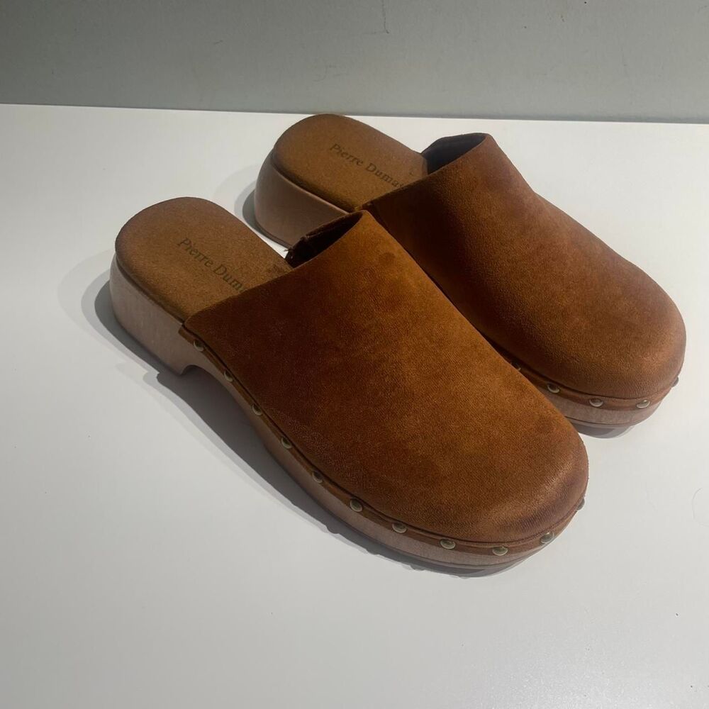 Faux Suede Mules clogs with wooden platform